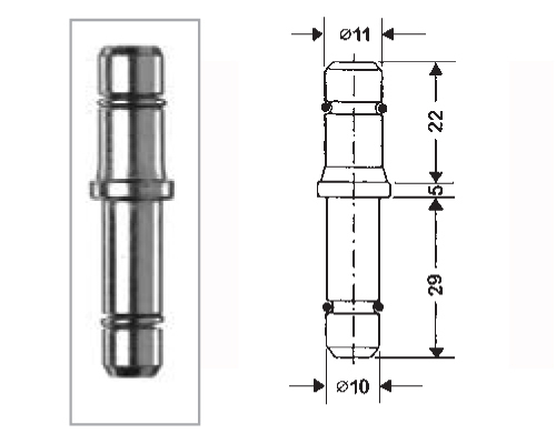 Klemmstift mit Klemmring 10/11 mm, Steckstift für Möbelrolle mit Bohr. 10mm